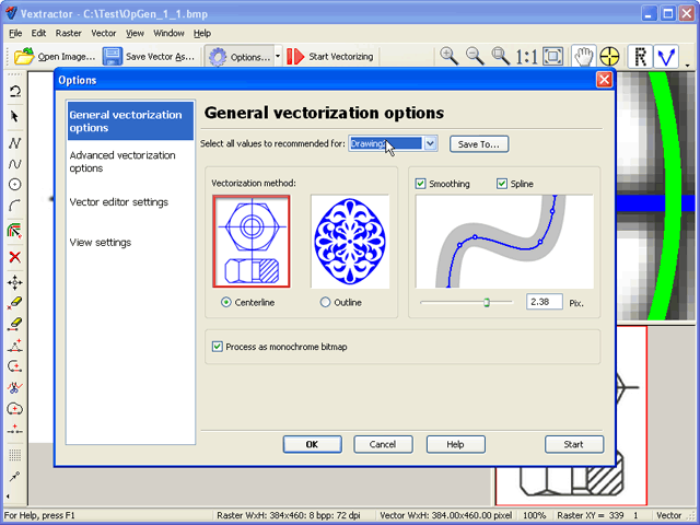 Vettorializzatore. Software di conversione da raster a vettoriale.